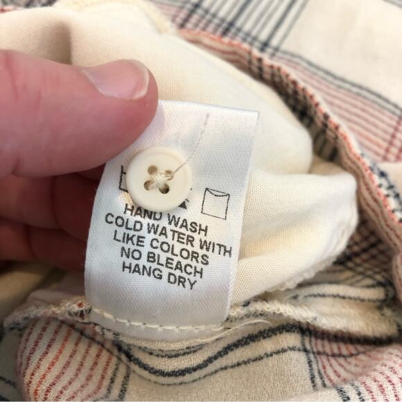 Dress Forum Los Angeles cream red black plaid button down top size Small - Picture 11 of 14